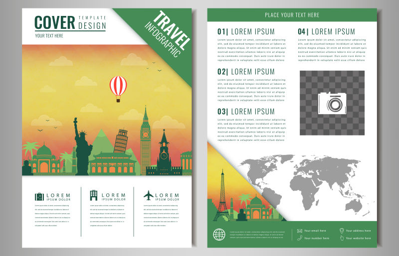 绿色旅行杂志封面矢量设计