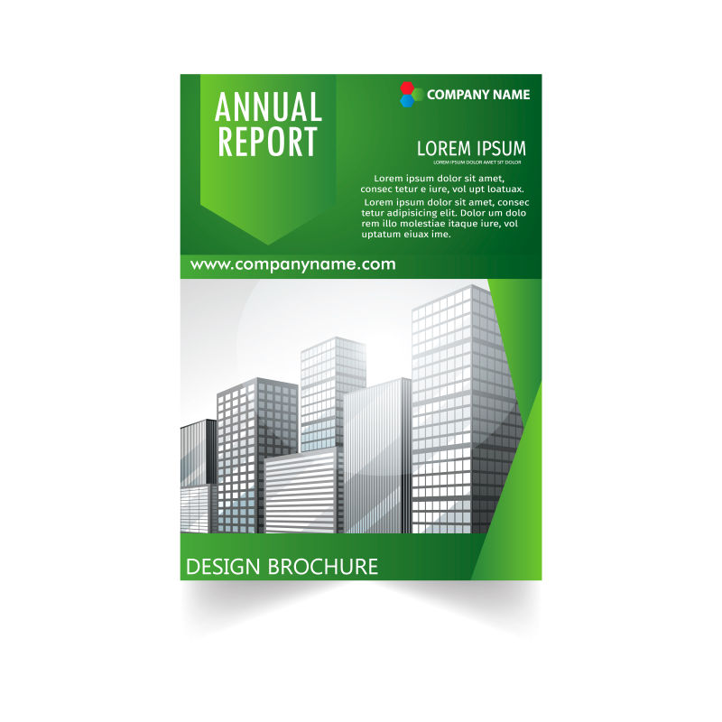 绿色商业建筑元素的矢量宣传册设计