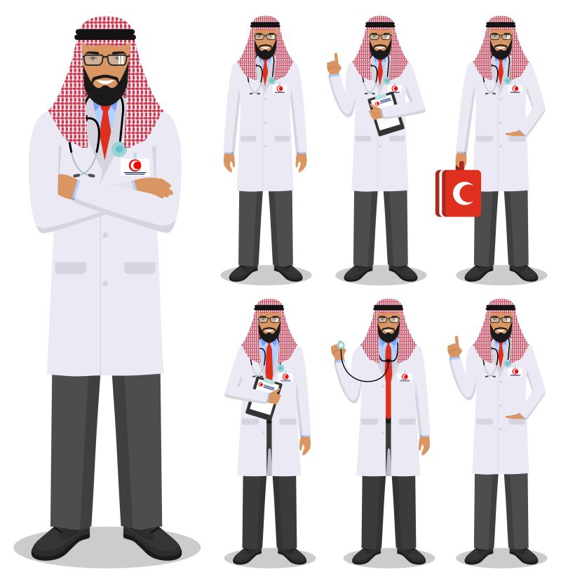 抽象矢量阿拉伯风格的医生插图