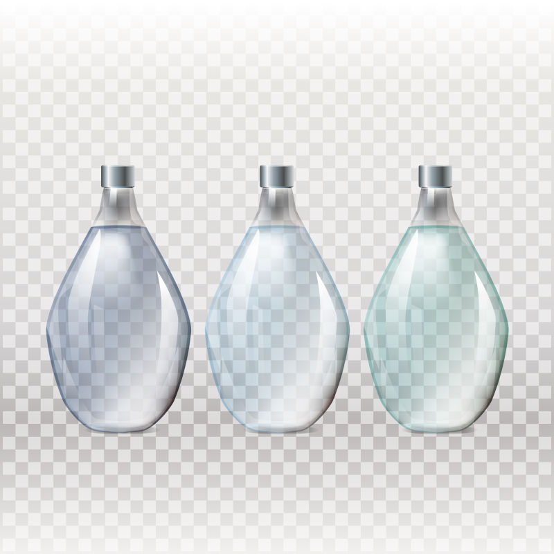 抽象矢量现代透明玻璃瓶设计