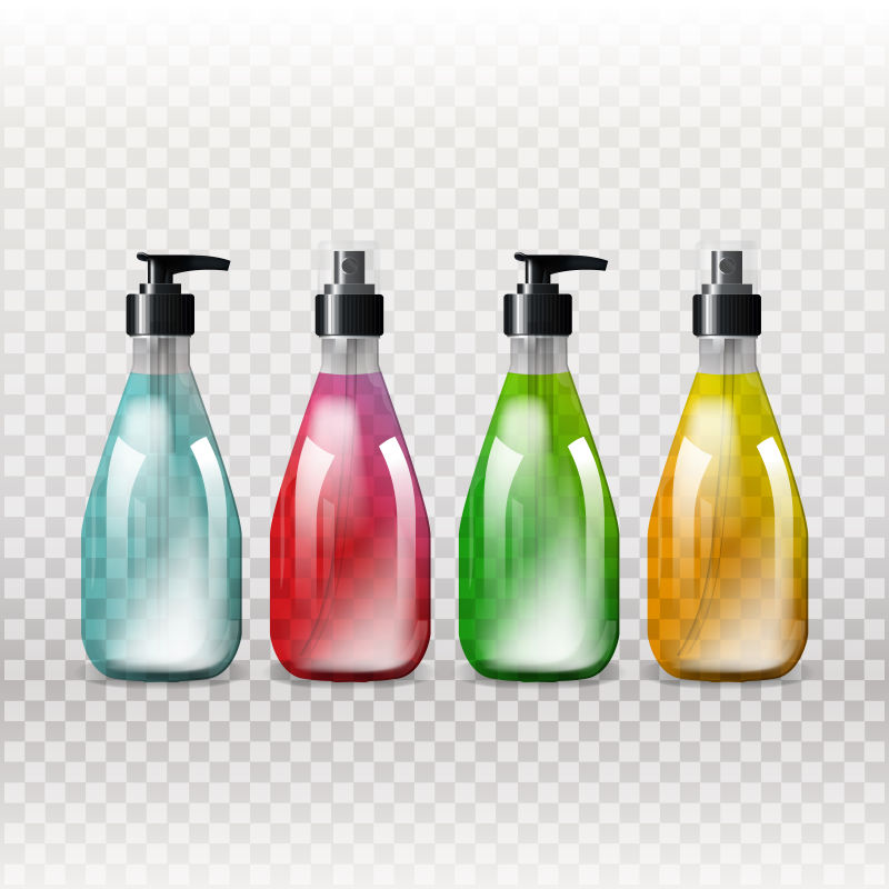 创意矢量现代彩色透明瓶子设计