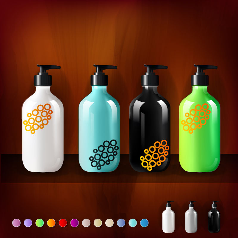 创意矢量彩色包装瓶设计