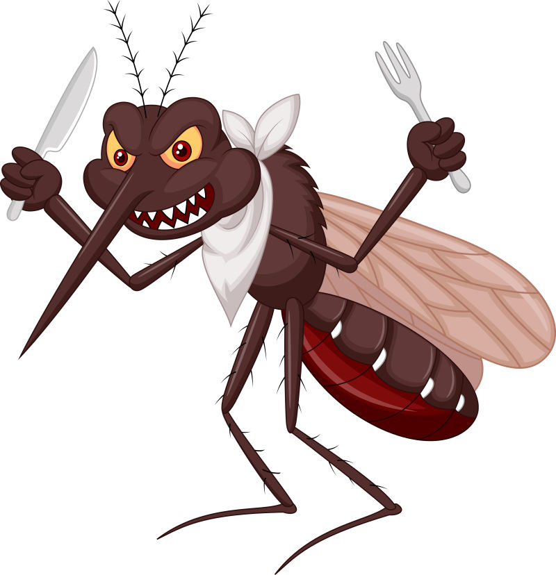 抽象矢量卡通准备进食的蚊子插图