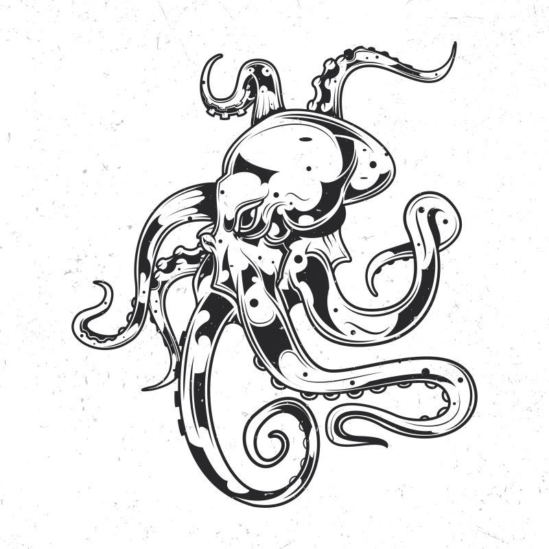 抽象矢量手绘章鱼设计