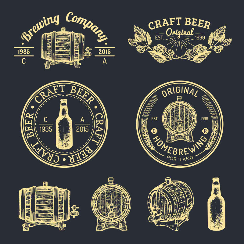 创意矢量经典复古啤酒标签设计