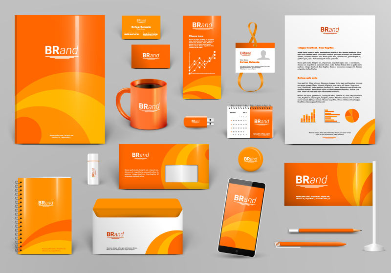 抽象矢量橙色商业企业宣传设计