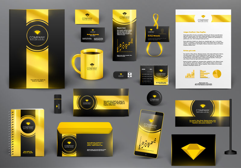 抽象矢量现代黄色黑色企业宣传设计
