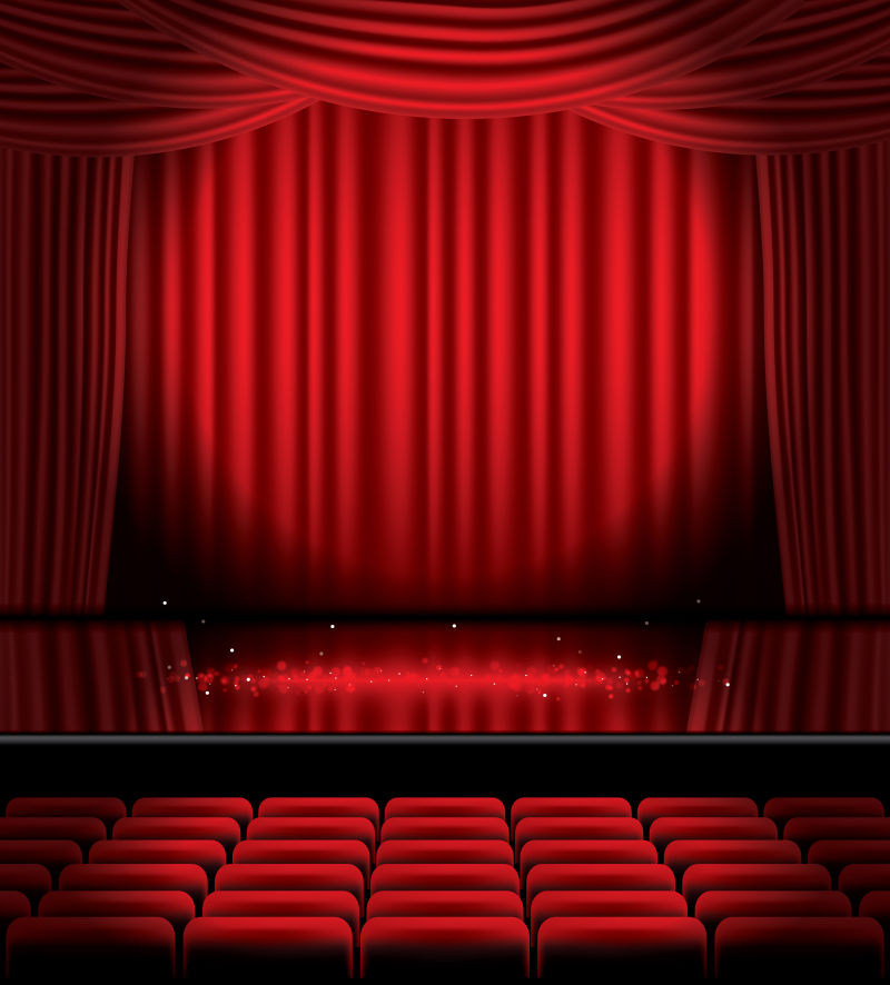 矢量带有座位的红色舞台设计