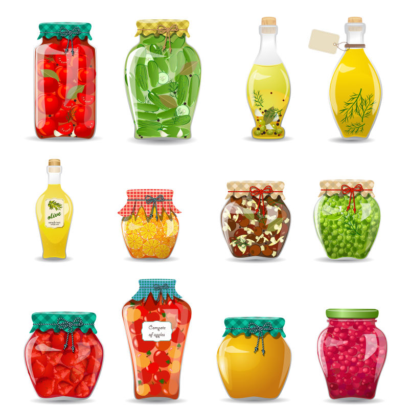 抽象矢量水果罐头设计插图
