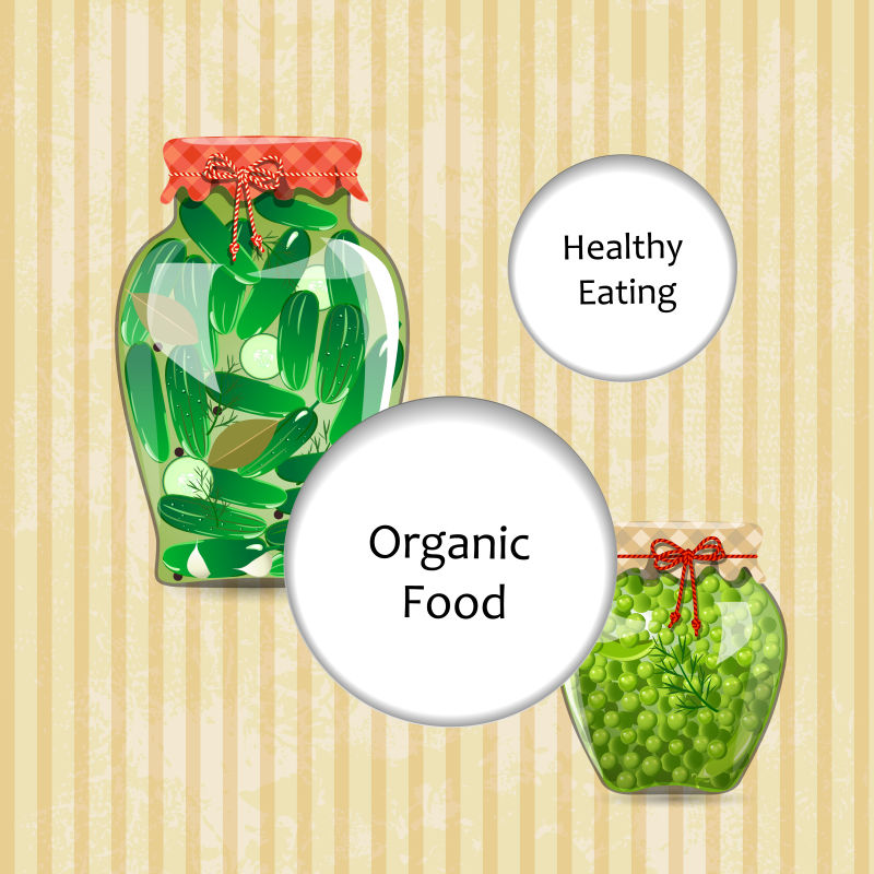 创意矢量健康蔬菜罐头设计