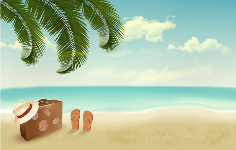 创意矢量现代夏季度假主题的平面海报设计