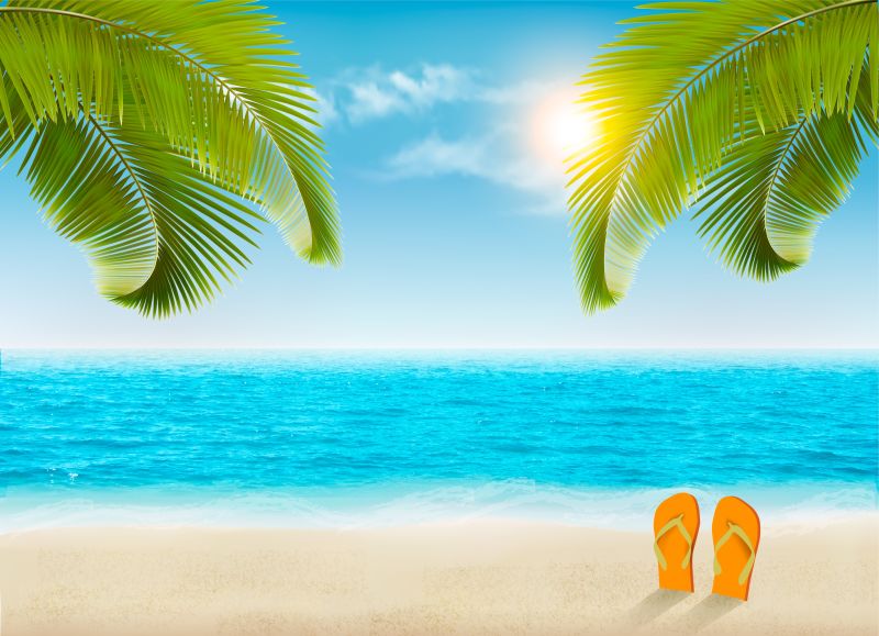 抽象矢量夏季海滩度假主题的平面插图