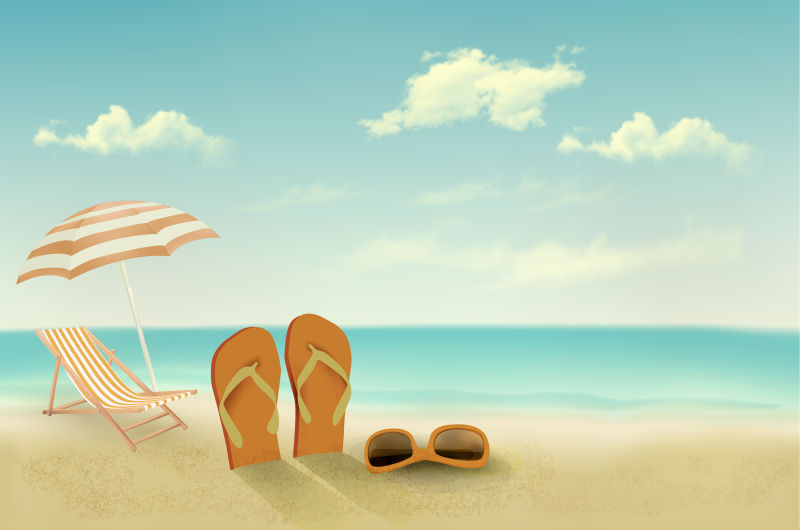 创意矢量夏季海滩度假主题插图设计