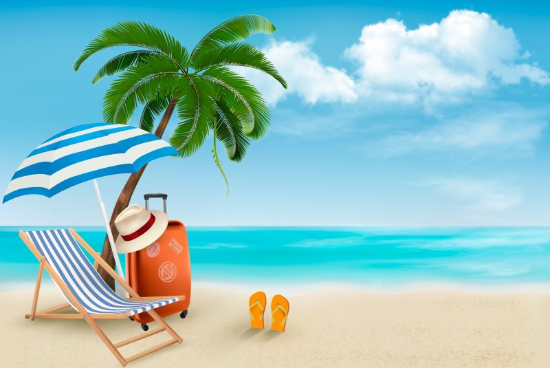 创意矢量夏日海滨度假主题的平面海报设计