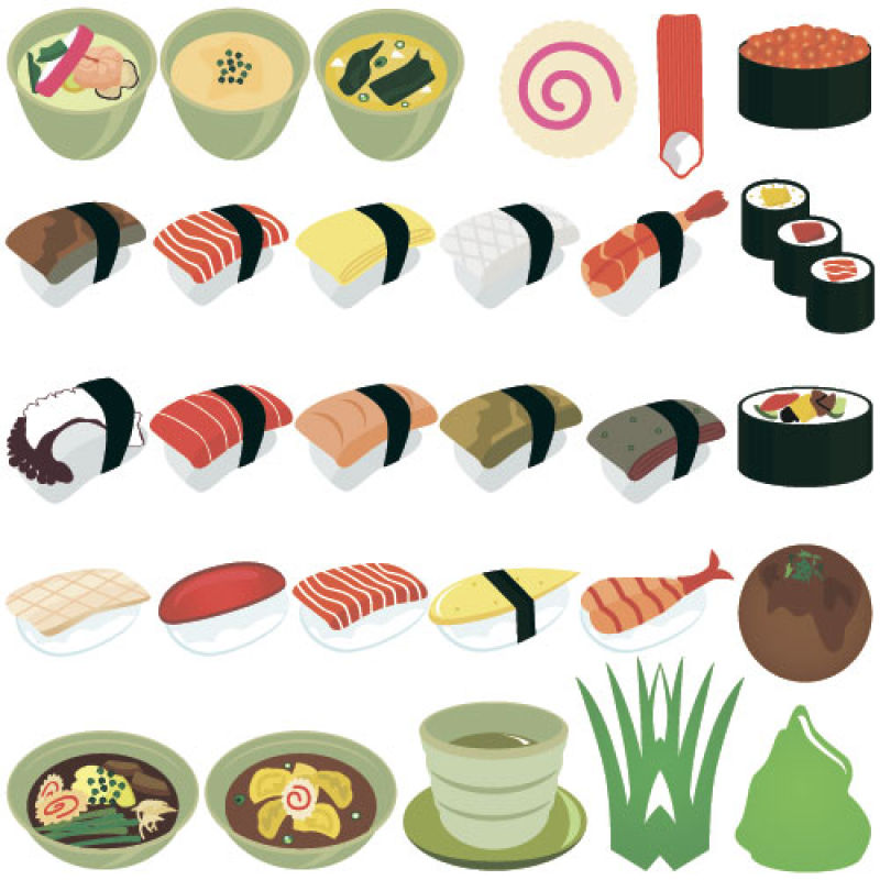 创意矢量寿司元素装饰插图