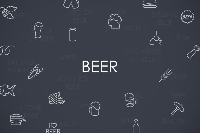 抽象矢量啤酒元素细线图标设计