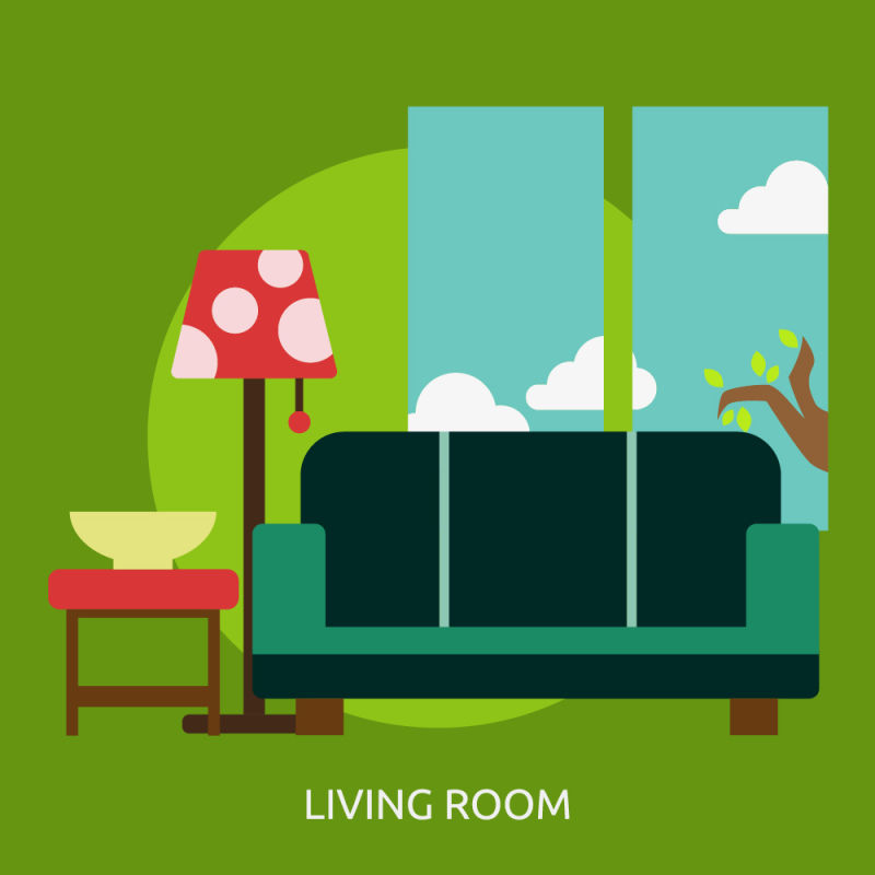 创意矢量起居室概念的平面插图