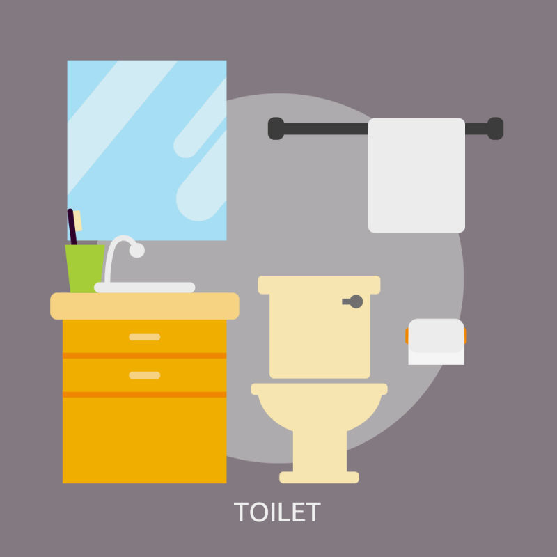 创意矢量厕所元素的平面设计插图