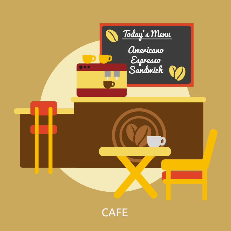 创意矢量现代咖啡馆平面设计