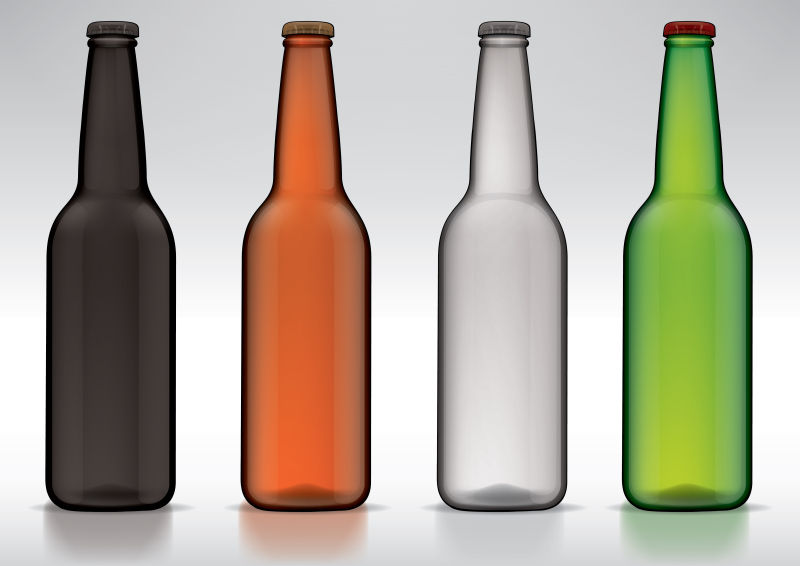 矢量不同颜色的啤酒瓶设计