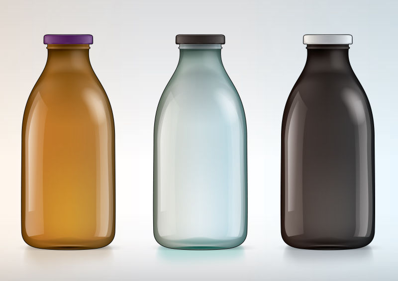 矢量不同颜色的玻璃瓶设计