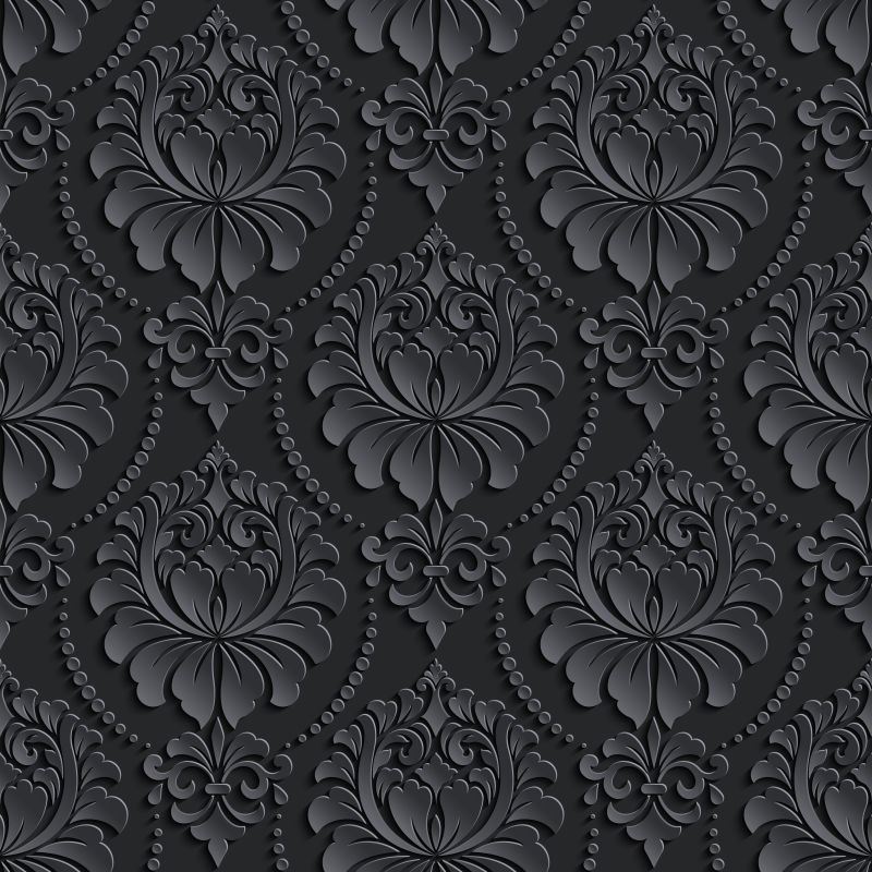 黑色传统花卉背景矢量设计