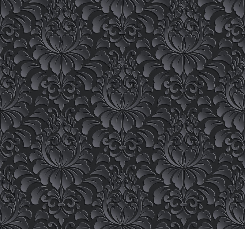 黑色花卉图案矢量背景