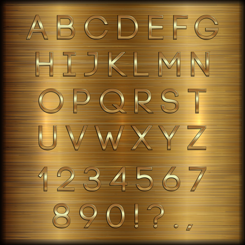 抽象矢量镀金有光泽的字体设计