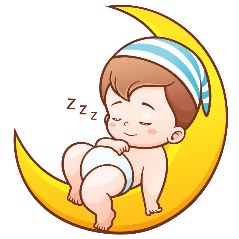 矢量躺在月亮上睡着的宝宝