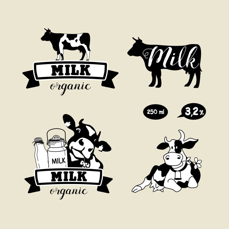 矢量创意现代牛奶元素标志设计
