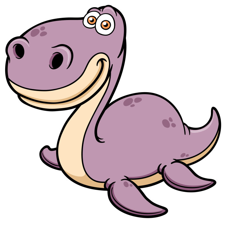 抽象矢量可爱的紫色恐龙插图