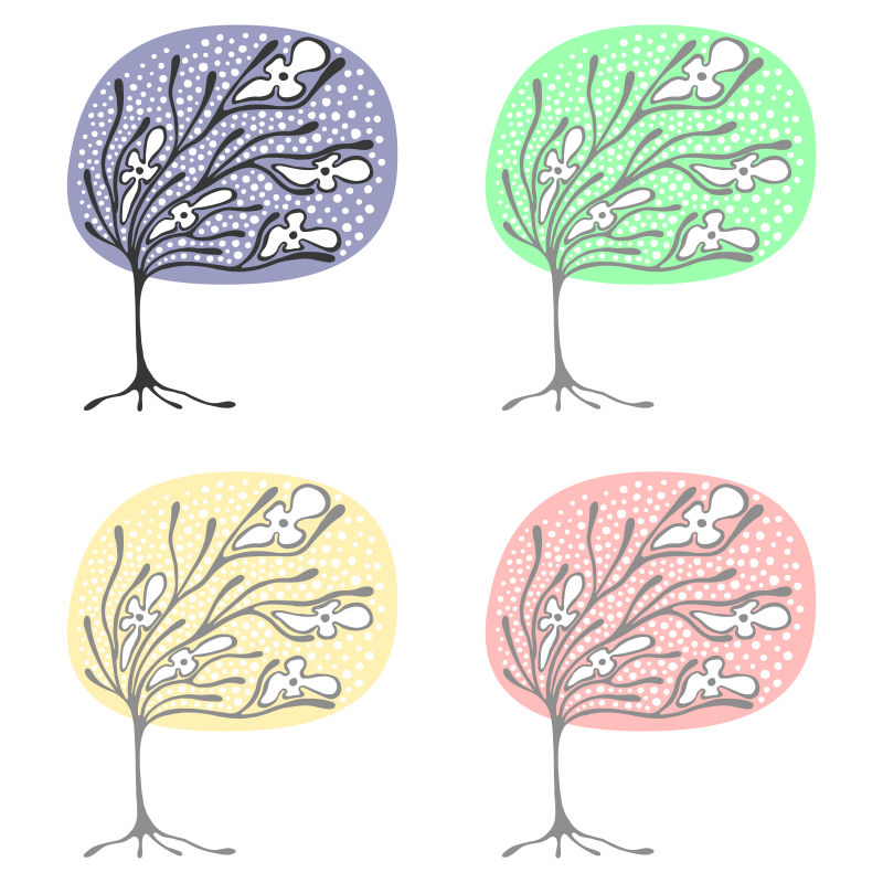 矢量抽象彩色树木设计元素