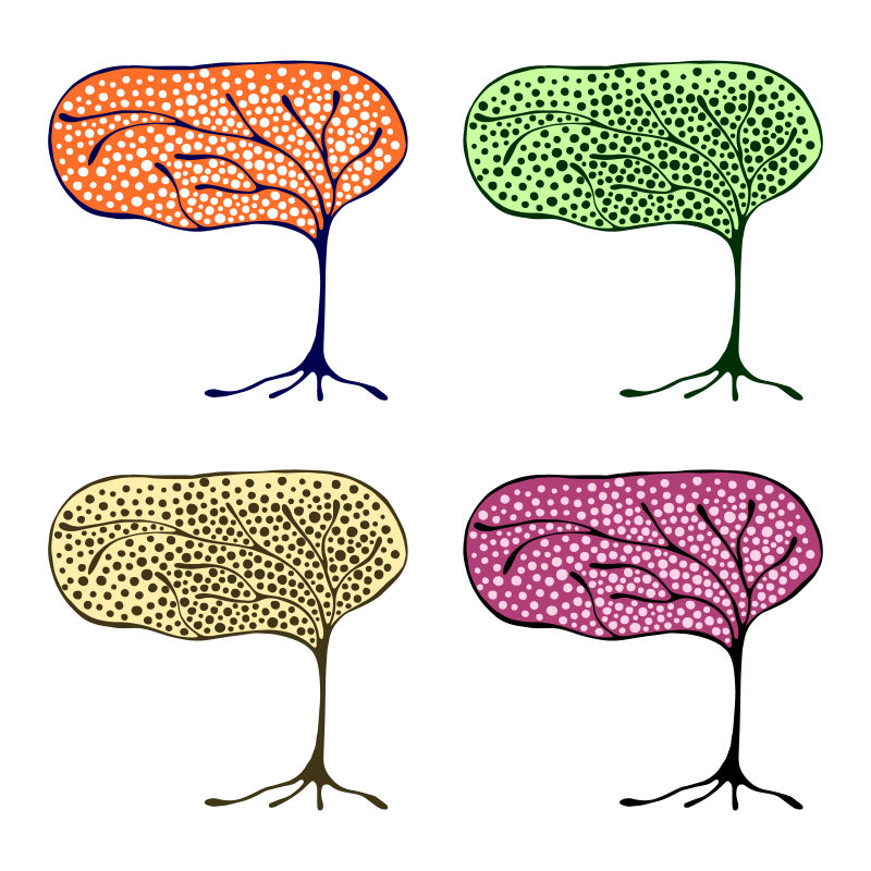 抽象矢量彩色装饰树木设计元素