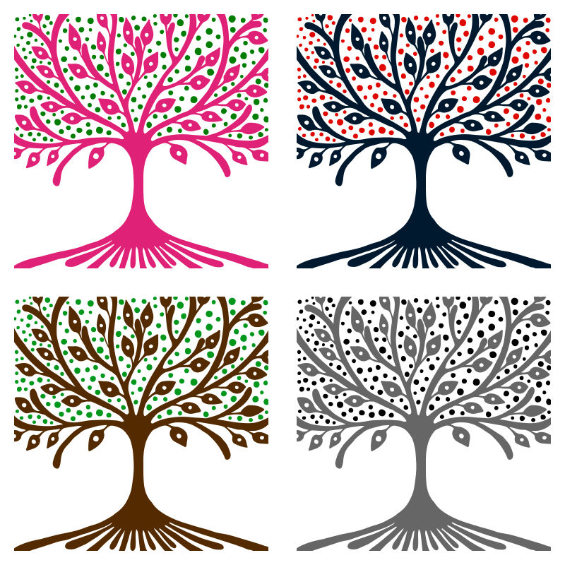 抽象矢量彩色装饰树木设计