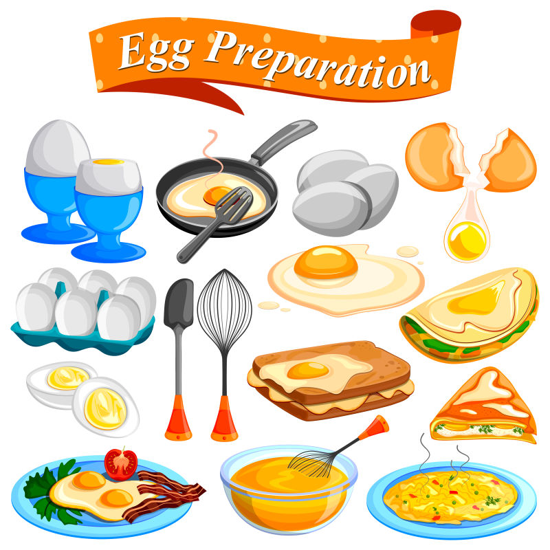抽象矢量各种蛋制品设计插图
