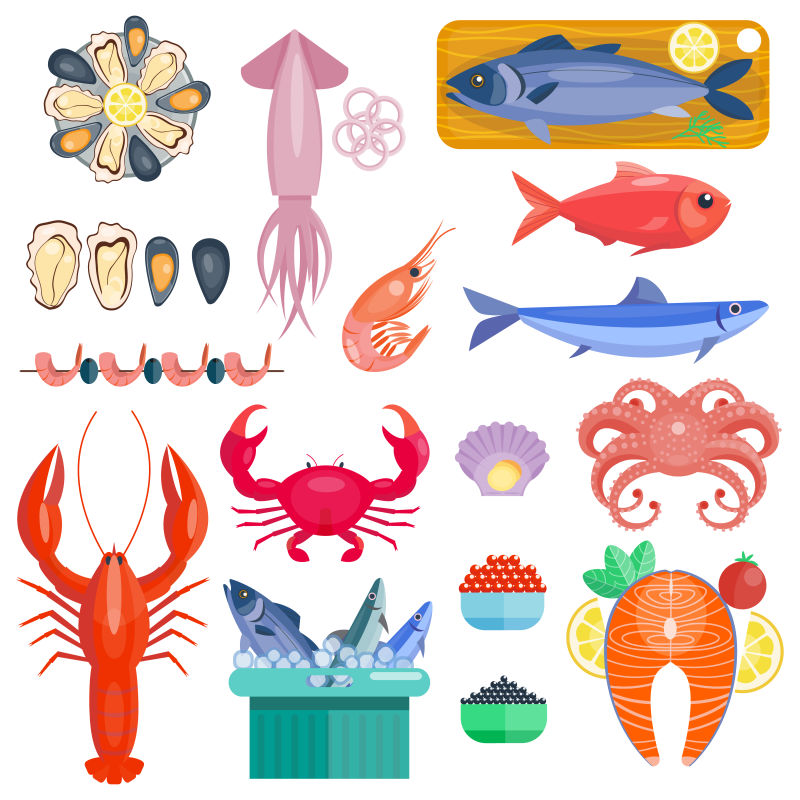 抽象矢量海鲜食品设计元素