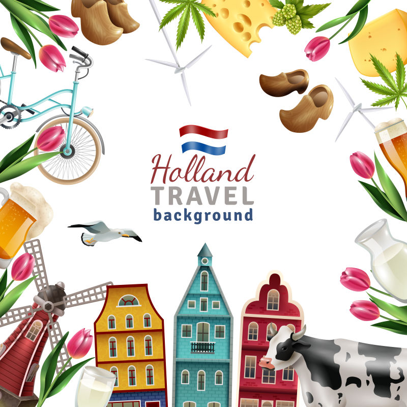 荷兰旅游海报矢量设计