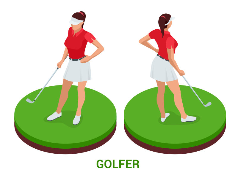矢量等距女性高尔夫球手