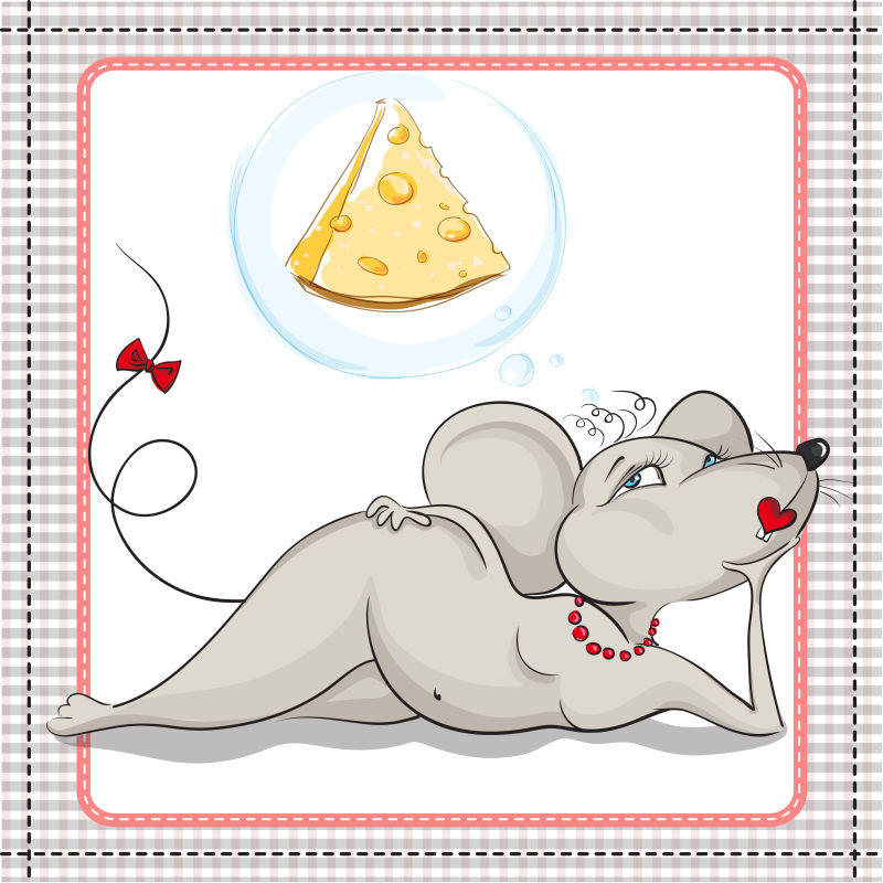 抽象矢量幻想奶酪的老鼠插图