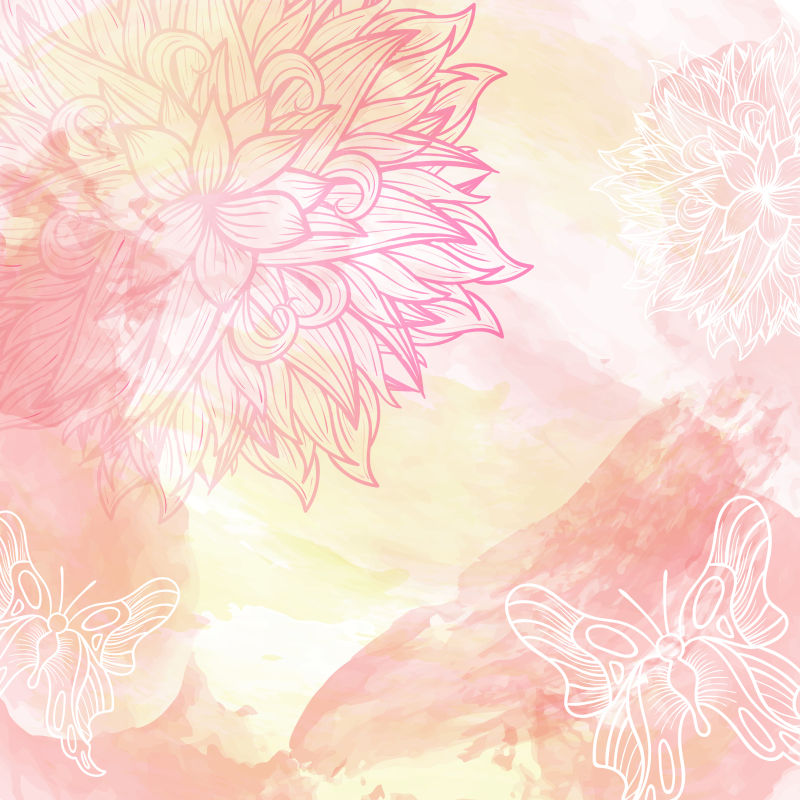 抽象有水彩纹理的花卉元素背景