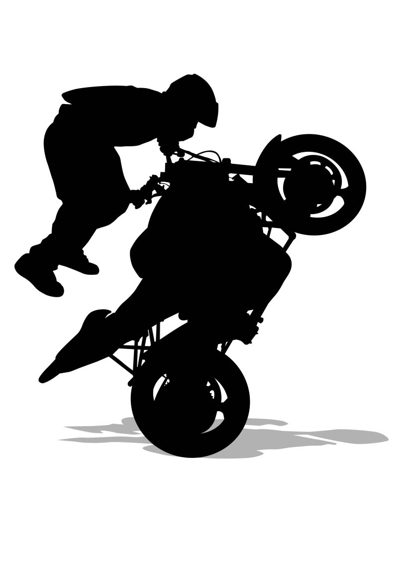 极限摩托车骑手剪影插图