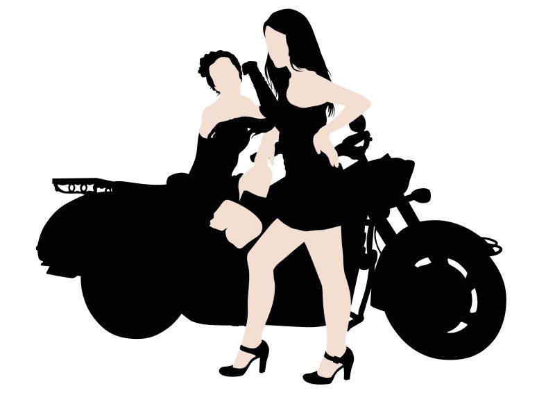 两个摩托车上的女人插图