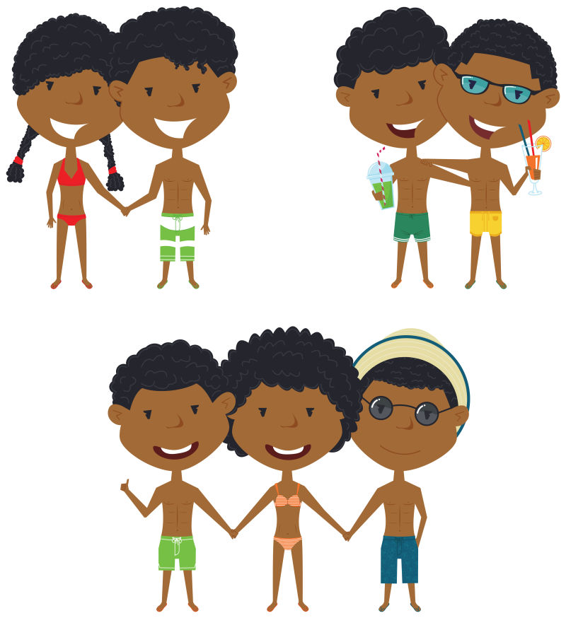 抽象矢量卡通非洲裔男孩插图设计