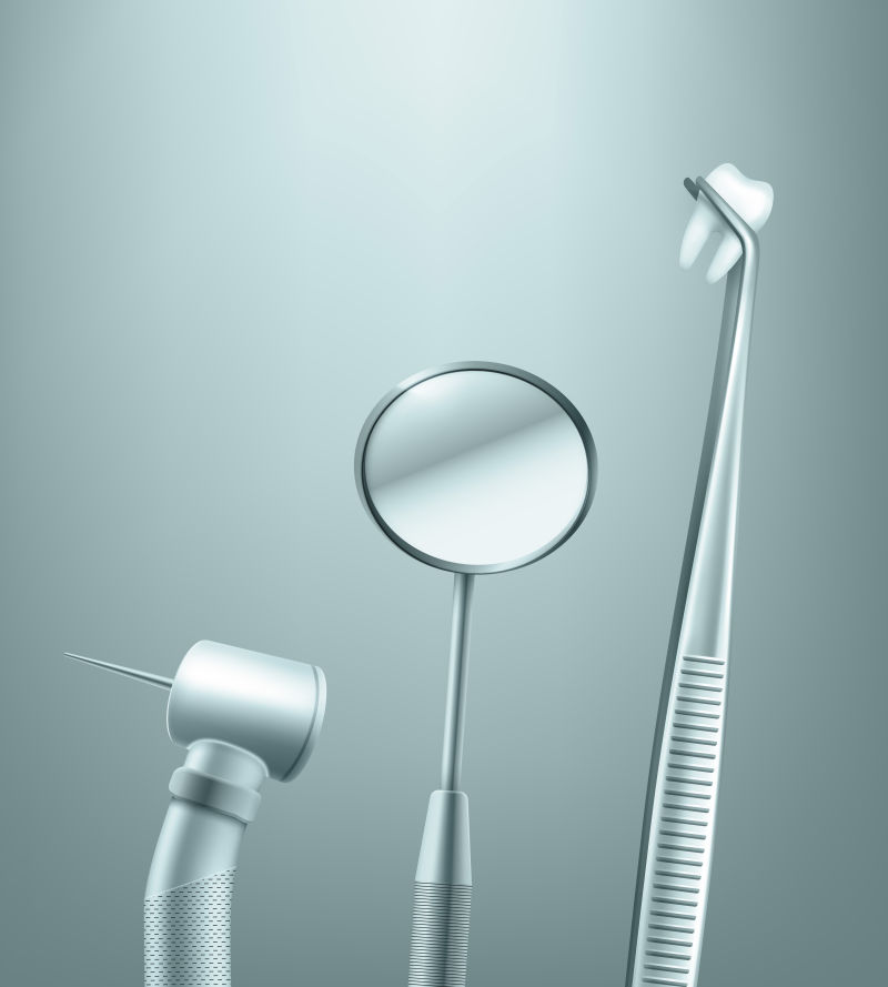 抽象矢量现代专业牙科工具设计