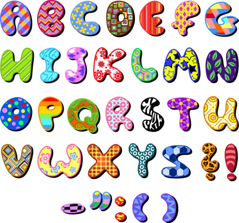 抽象矢量现代纹样装饰的字母数字字体设计