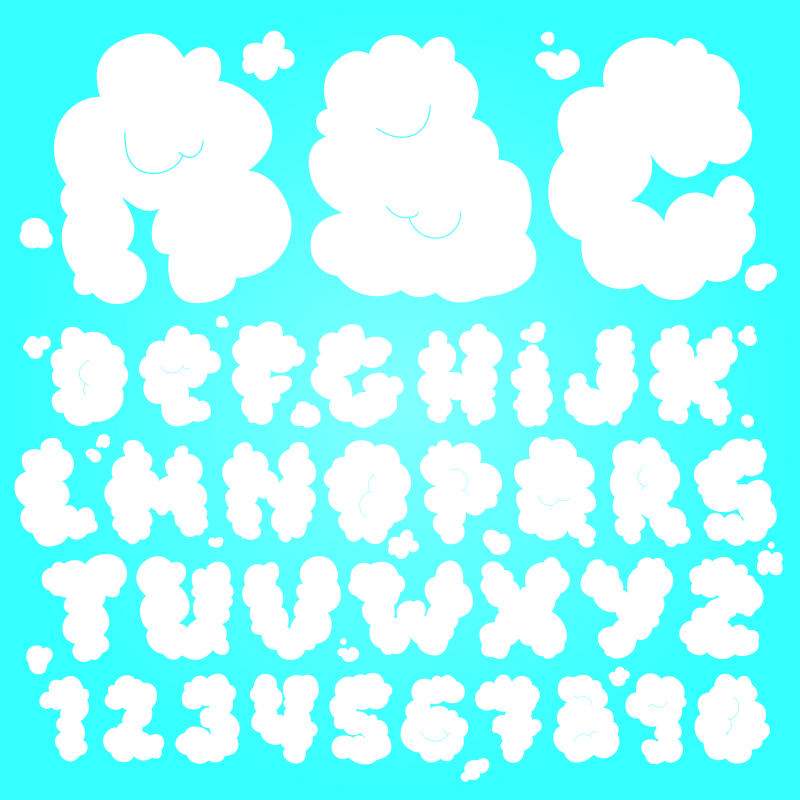 抽象矢量泡沫风格的字母数字字体设计