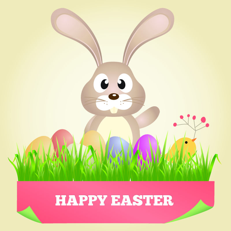 矢量创意庆祝复活节的兔子插图设计