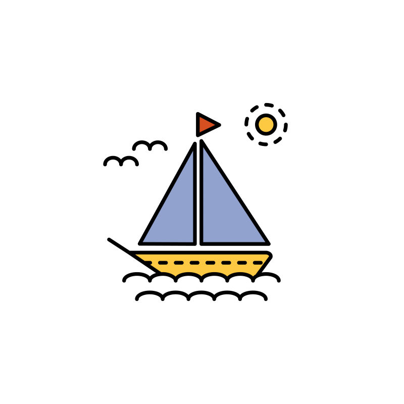 创意矢量户外帆船设计插图