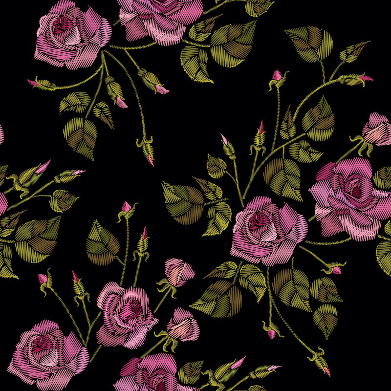 创意矢量复古紫色玫瑰元素插图设计