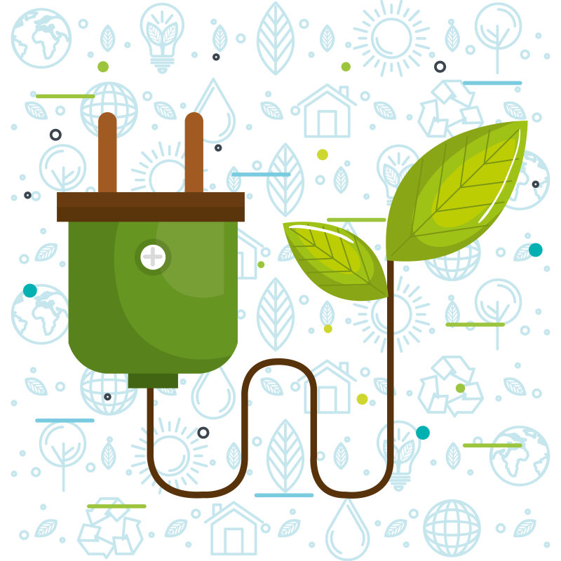 创意矢量现代生态能源主题插图设计
